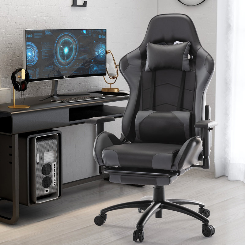 Inbox Zero High Back and Overturn Footrest Retractable Ergonomic Gaming